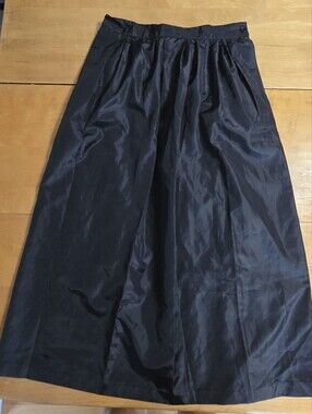 Vintage Black Nylon Skirt Long